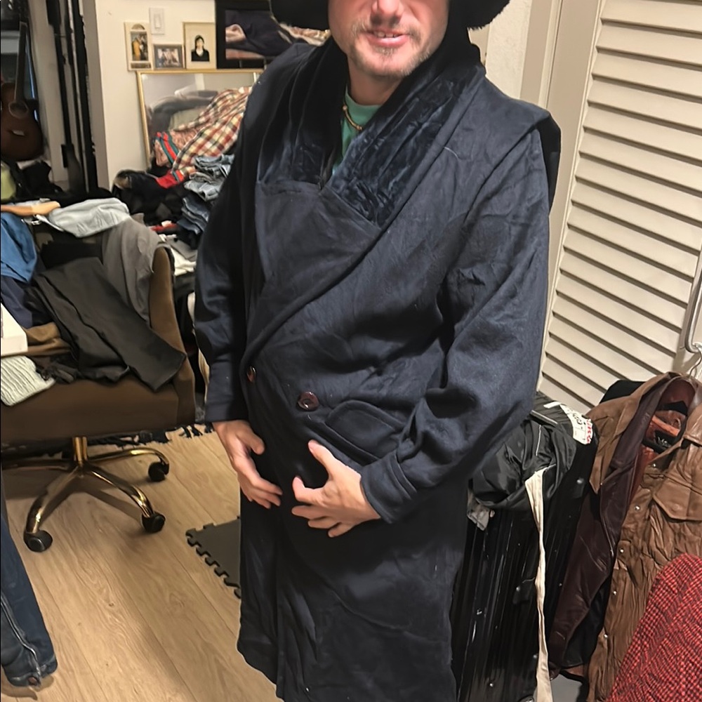Men's Navy Double-Breasted Coat